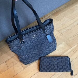 Coach Signature Tote and Wallet